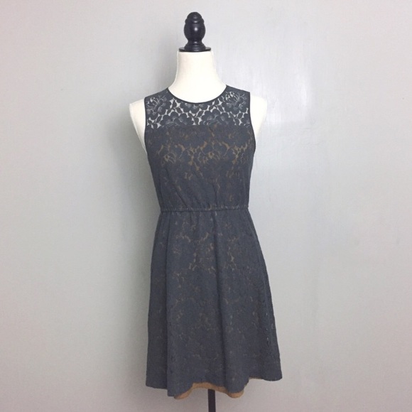 Fossil Dresses & Skirts - Fossil Gray Lace Overlay Sleeveless A Line Dress